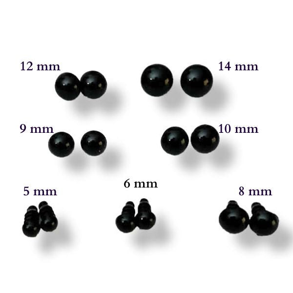 ojos de seguridad blancos y negros de 14 mm para amigurumis